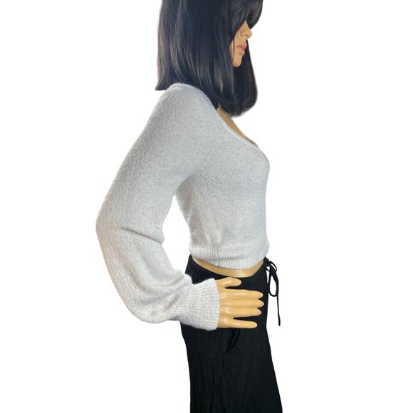 (5 for $25) Sincerely Jules Super Soft V-Neck Fitted Sweater in White - Picture 2 of 4